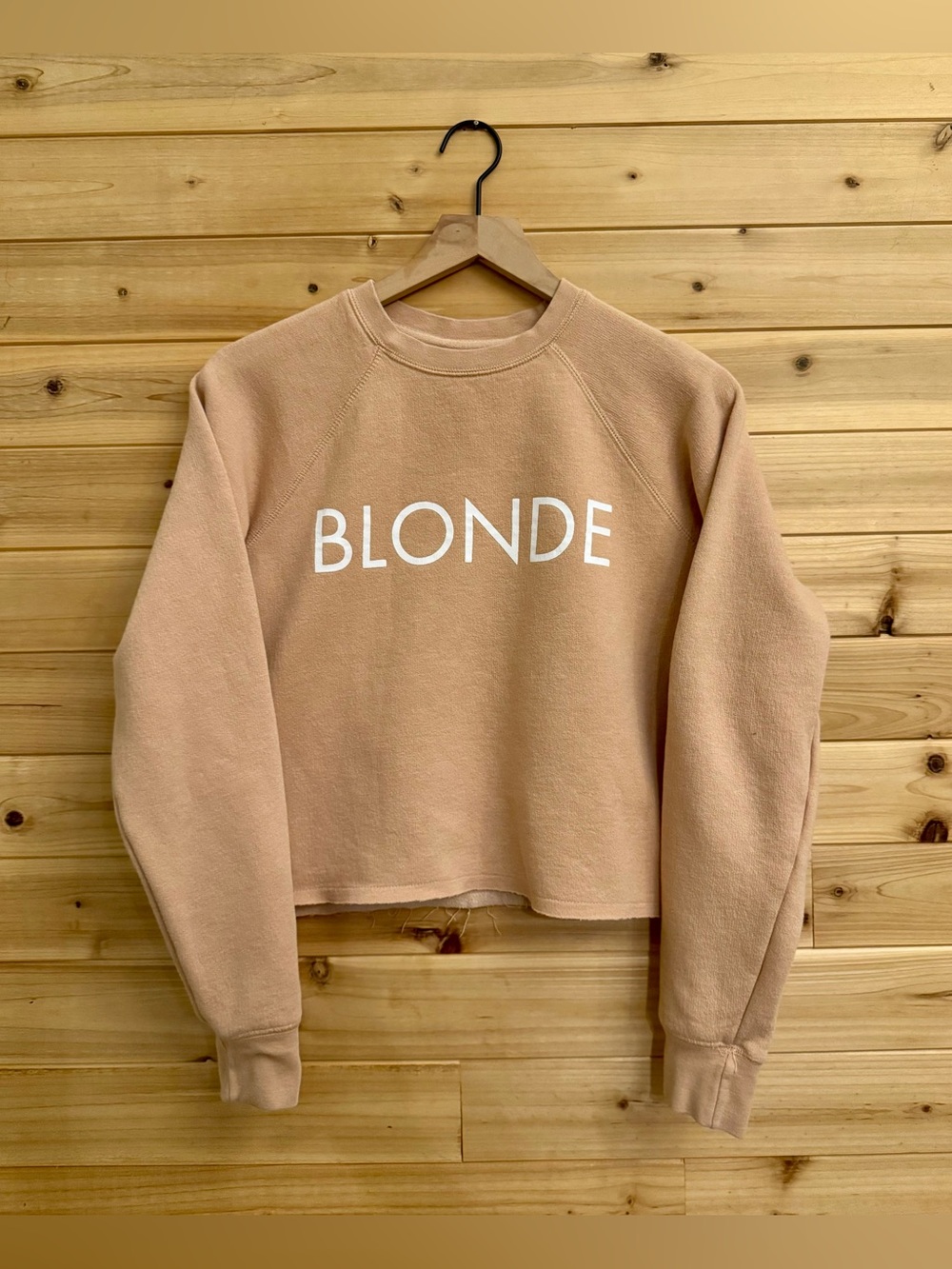 Brunette The Label XS Blonde Light Brown Raw Edge Hem Pullover Sweatshirt